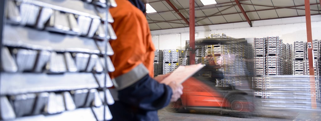 Wide angle of worker observing forklift operations