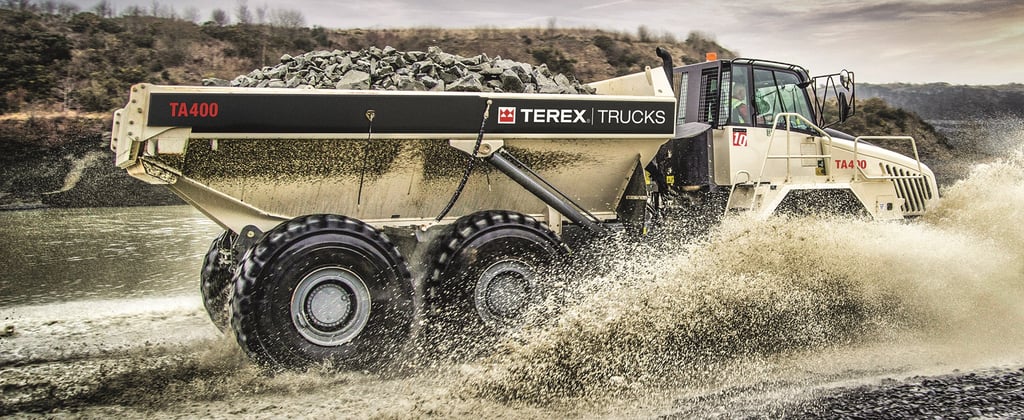 Truck driving through water