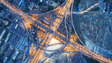 Aerial view of traffic in China