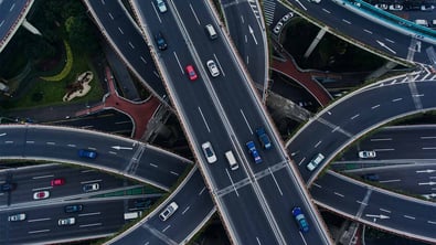 Overlapping roads pictured from above