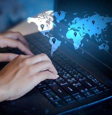 Laptop showing map