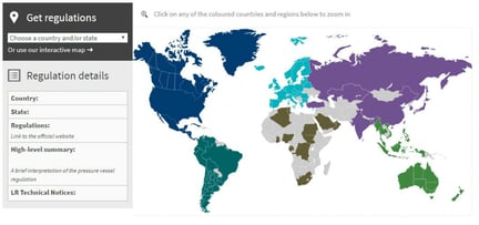 LRQA's Pressure Equipment Regulations Map