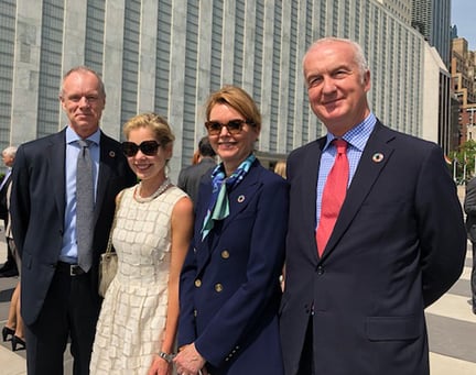 Photo of Sturla Henriksen, UN Global Compact Special Advisor on Oceans, LRQA’s Suzanne Johnson, Lisa Kingo, UN Global Compact CEO and Executive Director, and Tom Boardley, Executive Vice-President, LRQA