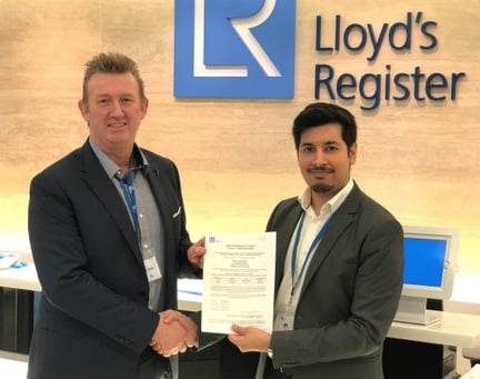 LRQA presents additive manufacturing certificate to AML Technologies.