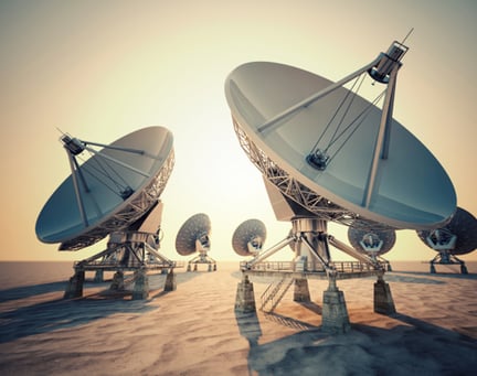 Reflector dishes in desert