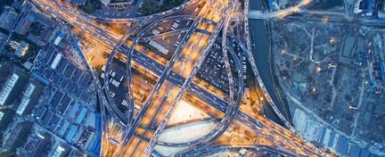 Aerial view of traffic in China