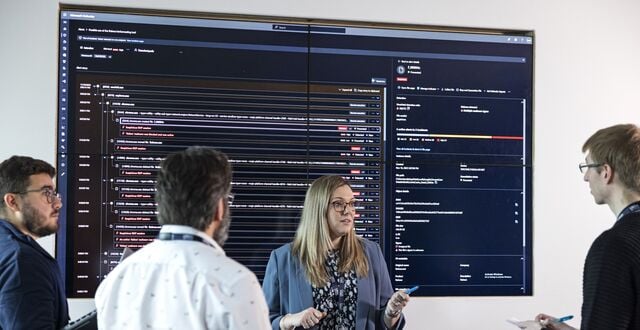 Woman talking to her team