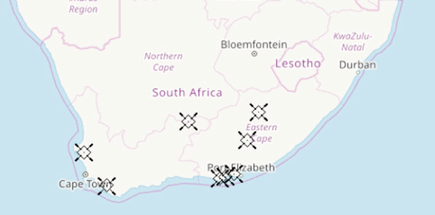 Location of round one wind farms