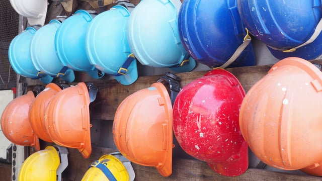 Colourful safety helmets OH&S