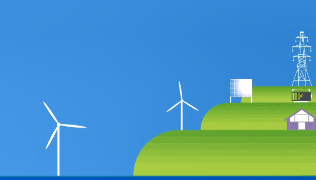 Stylised graphic of wind turbines