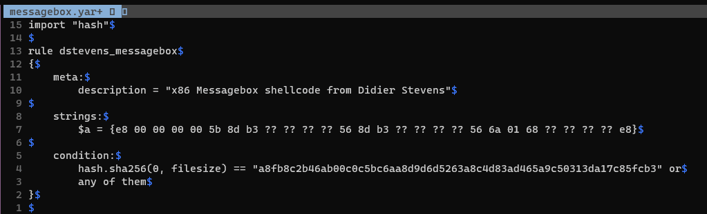 A quick-and-dirty yara rule for the shellcode.