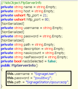 Figure 4 - Hard-coded credentials in iArtist application